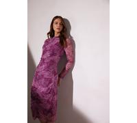 Star By Julien Macdonald Mesh Snake Print Ruched Dress In Fuchsia Fuchsia 20