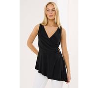 Star By Julien Macdonald Metal Detail Wrap Top In Black Black
