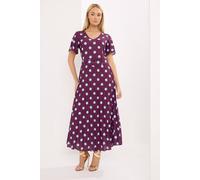 Star by Julien Macdonald Women's Polka Dot Angel Sleeve Dress in Grape | Size: 16 Star By Julien Macdonald Grape 16