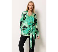 Star by Julien Macdonald Women's Printed Wrap Blouse in Green | Size: 20 Star By Julien Macdonald Green 20