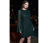 Star By Julien Macdonald Sequin Tassel Dress In Dark Green Dark Green