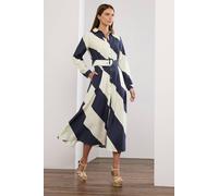 Star By Julien Macdonald Stripe Print Shirt Dress In Blue Blue 14