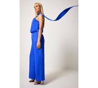 Star By Julien Macdonald Tie Neck Jumpsuit In Cobalt Cobalt
