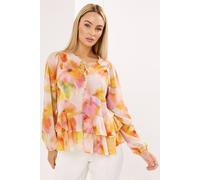 Star by Julien Macdonald Women's Abstract Frill Hem Blouse in Peach | Size: 16