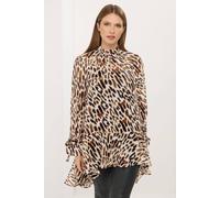 Star by Julien Macdonald Women's Animal Print Dipped Hem Tunic Top in Brown | Size: 14