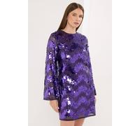 Star by Julien Macdonald Women's Chevron Sequin Tunic Dress in Purple | Size: 12