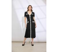 Star by Julien Macdonald Women's Contrast Knitted Midi Dress in Black | Size: 10-12 Star By Julien Macdonald Black 10-12