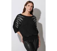 Star by Julien Macdonald Women's Diamante Sleeve Top in Black | Size: 12 Star By Julien Macdonald Black 12