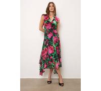 Star by Julien Macdonald Women's Floral Hanky Hem Midi Dress in Black | Size: 20