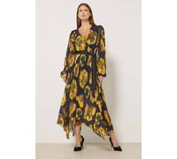 Star by Julien Macdonald Women's Floral Mesh Pleated Maxi Dress in Black | Size: 16 Star By Julien Macdonald Black 16