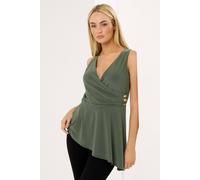 Star by Julien Macdonald Women's Metal Detail Wrap Top in Olive | Size: 16