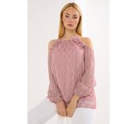 Star by Julien Macdonald Women's Metallic Cold Shoulder Top in Light Pink | Size: 14