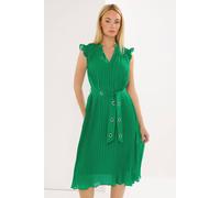 Star by Julien Macdonald Women's Pleated Eyelet Midi Dress in Bright Green | Size: 12 Star By Julien Macdonald Bright Green 12