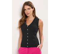 Star by Julien Macdonald Women's Ribbed Button Bust Vest Top in Black | Size: 14-16 Star By Julien Macdonald Black 14-16