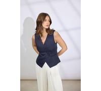 Star by Julien Macdonald Women's Woven Pinstripe Waistcoat in Mid Navy | Size: 16 Star By Julien Macdonald Mid Navy 16
