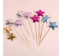 Star Cake Toppers, Holiday Cake Topper, 50 Pcs Twinkle Stars Cake Toppers,Assembled Twinkle Star Cupcake Topper,Assembled Twinkle Star Cupcake Topper