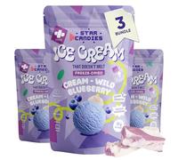 Star Candies Freeze Dried Ice Cream with Wild Blueberry - No Melting Freeze Dried Sweets - Crunchy Camping Food - Premium Astronaut Ice Cream for Kids and Adults - Space Food, Gift (150 g, 3 pack)