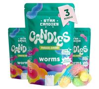 Star Candies Freeze Dried Worms | Super Crunchy Freeze Dried Sweets | Full Flavour Freeze Dried Dessert great for Birthday Parties | Space and Astronaut Snack 60 g, 3 pack