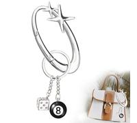 Star Carabiner 8 ball keychain Cool Key Ring Extra-Large Shiny Chrome Alloy Material Cute Accessory Organizer for Car Keys Purse Handbag Backpack Bag Charms