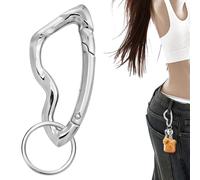 Star Carabiner Keychain Alloy Material Irregular Cute Key Ring Extra-Large Shiny Chrome Holder Organizer for Purse Car Keys Handbag Backpack Bag Charms Silver