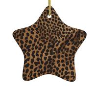 Star Ceramic Christmas Tree Pendants, Personalized Christmas Ornaments, Leopard Print Prints, Family Christmas Ornaments
