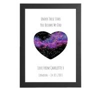 Star Chart Map Print, Personalised Under These Stars You Became My Dad, Unique Custom Gift from Daughter From Son for Father's Day, Birthday, or Christmas, Framed or Unframed