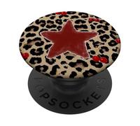 Star & Cherry 8 Ball Y2K On Cheetah Leopard Print PopSockets Adhesive PopGrip