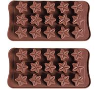 Star Chocolate Silicone Mold 3PCS 15-Cavity Star Shaped Fondant Moulds Non Stick Ice Cube Tray Reusable Candy Jelly Homemade Soap Mold