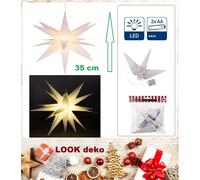 Star Christmas LED Illuminated White 3D 35Cm Decor Advent Timer In & Outdoor