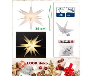 Star Christmas LED Illuminated White 3D 35Cm Decor Advent Timer In & Outdoor