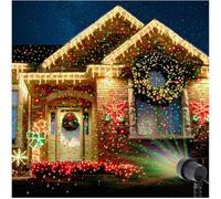 Star Christmas Projector Garden Lights Outdoor Red Green Blue Three Color Moving Firefly Projection Light with Remote Control for Christmas Party, Holiday, Wedding
