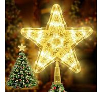 Star Christmas Tree Topper - Lighted Decoration With 2 Modes, 30 LEDs - Battery Operated for Holiday Home Decor
