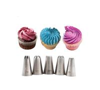 Star Churros Eclairs Rose Drop Flower Meringue Piping Nozzles 1M 4B 9FT 1C 1E,Large Piping Tips Set for Cake Cupcake Cookie Decorating,5 Pcs