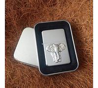 Star Cigarette Lighter with Antique Pewter Elephant Animal Nature Emblem, Tin,Stunning