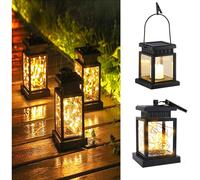 (Star-Clip) Solar Power Outdoor Garden Flickering LED Hanging Candle Lantern Light