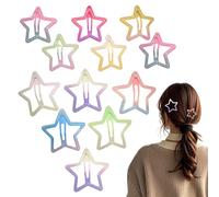 Star Clips 12 Pieces Gradient - Colorful Star Barrettes for Women | Colorful Grip Pins Decorative Styling Hold Perfect for Women, Kids Party or Daily Use, 33g 2.36in