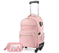star cloud Rolling Backpack for Women, 21"x14"x9",45L Travel Backpack with Wheels and USB & Type-C Charging Ports, Fits 17.3", Water-Resistant Carry-On Luggage for Work & Travel (Pink)