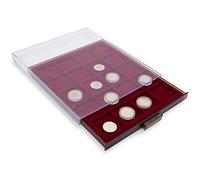 Star Collect Coin Box - 20 Square Coin Compartments - Velvet Red Insert - 48mm x 48mm Brooches/Orders