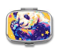 Star Colored Panda Pill Case Box with 2 Compartment Medicine Vitamin Organizer for Purse Pocket 5.5x4cm