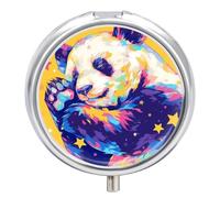 Star Colored Panda Pill Case Box with 3 Compartment Medicine Vitamin Organizer for Purse Pocket 5x5cm