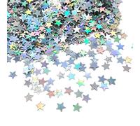 Star Confetti, Christmas Glitter Star Table Confetti Metallic Foil Silver Stars for Party Wedding Festival Decorations Holographic Silver 15g A3XXZX (silver)