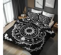 Star Constellation Duvet Cover Emperor Bedding Set, Zodiac Astrology Pattern, Reversible Design Bedroom Decor Bed Quilt Cover with 2 Pillowcases, Microfiber, Zip - SMK28808