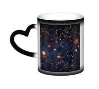 Star Constellation Map Coffee Mug with Handle 11 Oz, Color Changing Cups In The Sky, Heat Sensitive Magic Funny Art Mug, Unique Coffee Tea Cup Porcelain Mugs Gift for Women Men Black
