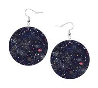 Star Constellation Map Leather Round Earrings Daily Accessories Working At Work Women'S Fashion