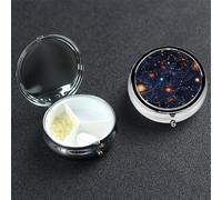 Star Constellation Map Pill Box 3 Compartment Pill Case for Purse or Pocket Small Medicine Organizer with Mirror Travel Pillbox Decorative Metal Vitamin Container Unique Gift