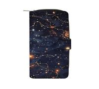 Star Constellation Map Wallet Multifunctional Leather Wallets for Men Compact Long Wallet Credit Card Holder Passport Bag