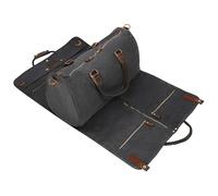 Star Corundum 2 in 1 Canvas Leather Suit Luggage Garment Bag with Shoulder Strap for Travel and Business Trips, Black, American Casual