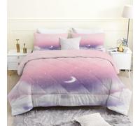 Star Coverless Duvet King Size, Moon Soft Microfibre Quilt for All Seasons, Space Breathable Comforter for Adults Boys Girls Easy Care Bedding PX129