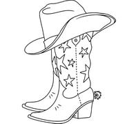 'Star Cowboy Boots & Hat' Rubber Stamp - Unmounted Design for Crafting & Scrapbooking, A7 (RS00060289)