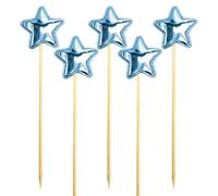 Star Cupcake Decorations, Star Birthday Cake Decoration | 5 x Food Cake Toppers, Decorative Food Grade Glitter Cupcake Picks, Anni Cake Decor